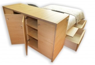 Lit double a rangement en bois naturel - Devis sur Techni-Contact.com - 2