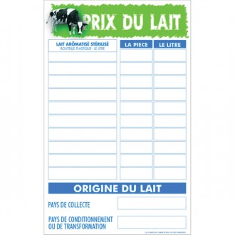 Panneau d'affichage prix et origine du lait - Devis sur Techni-Contact.com - 1