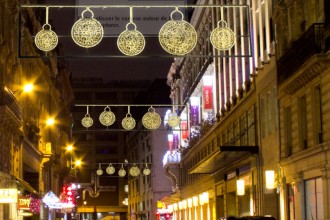 Panneau de rue lumineux motif boules de Noël