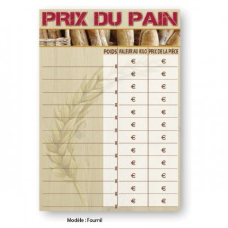 Panneau prix pour pain