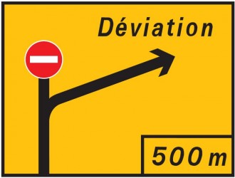 Panneau temporaire présignalisation de direction KD42