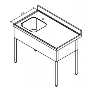 Plonges d'une profondeur de 700 mm en inox 304