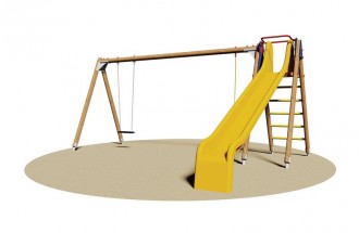 Portique balançoire et toboggan en bois - Devis sur Techni-Contact.com - 1