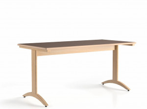 Table en bois avec piétement a dégagement latéral