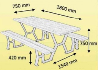 Table pique nique bois pied acier - Devis sur Techni-Contact.com - 2