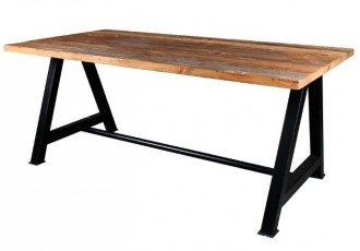 Table style industriel plateau en bois